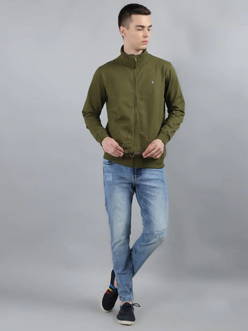 Olive Solid Regular Fit Sweatshirt Tim Paris
