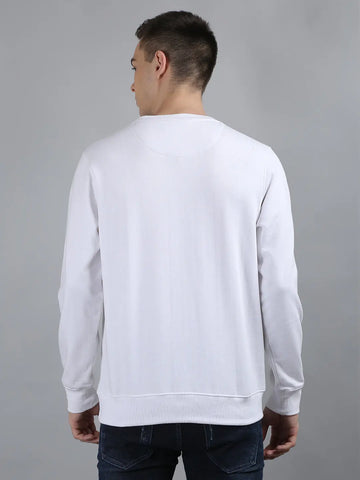 White Solid Kangaroo Pocket Sweatshirt Tim Paris