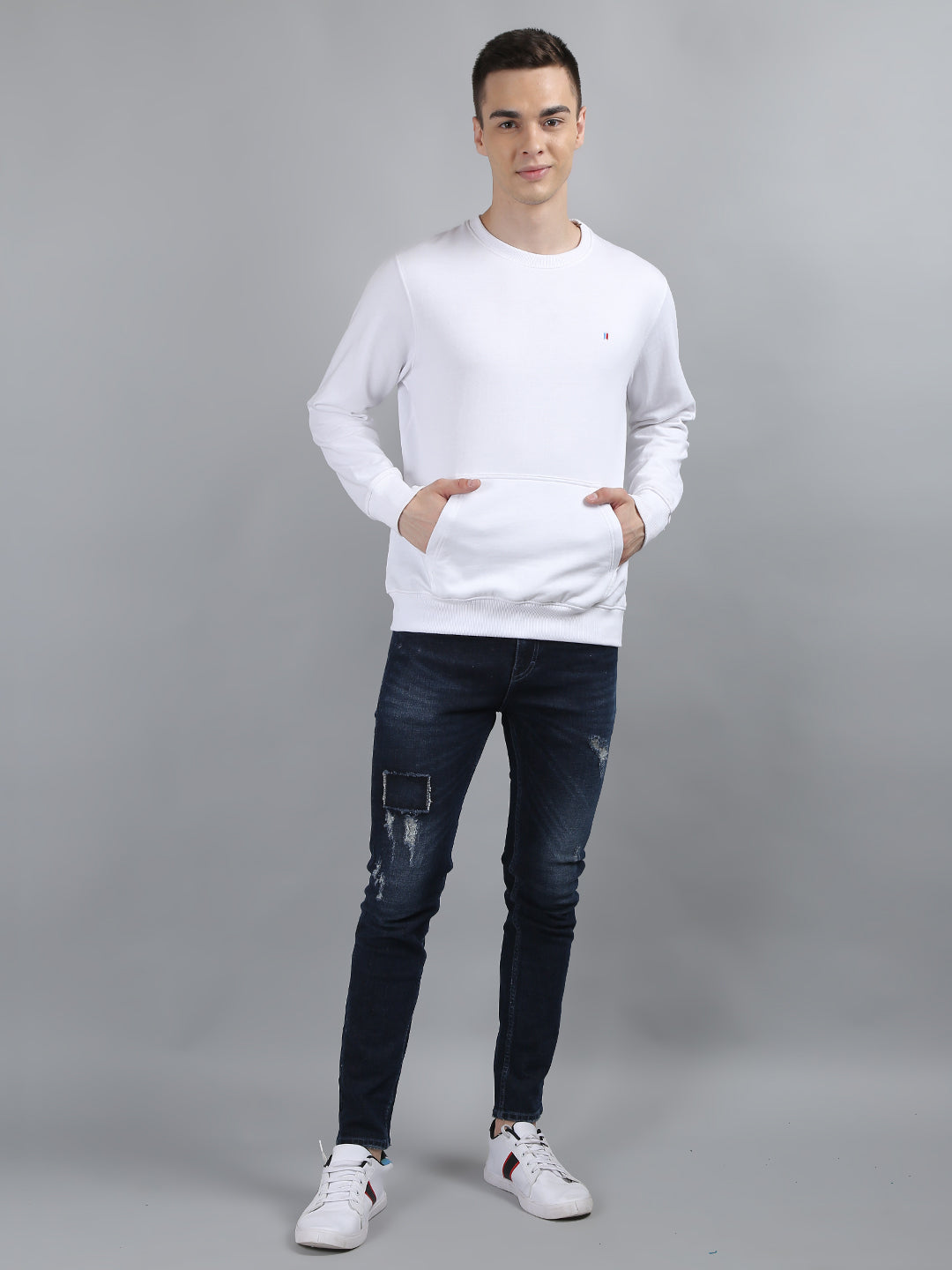 White Solid Sweatshirt