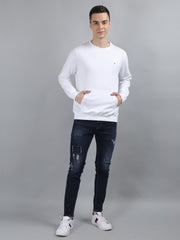 White Solid Sweatshirt