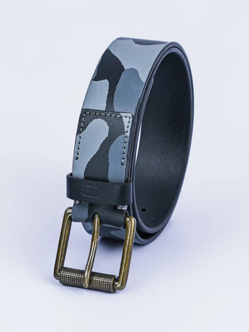 Graphic Black Leather Belt Tim Paris