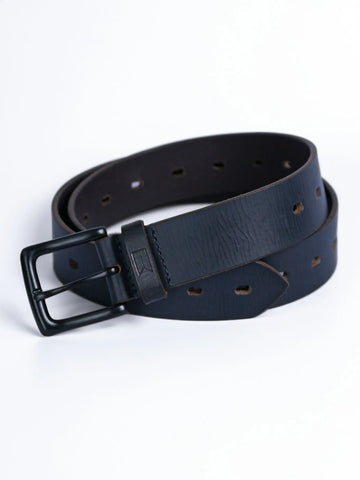 Navy Leather Belt Tim Paris