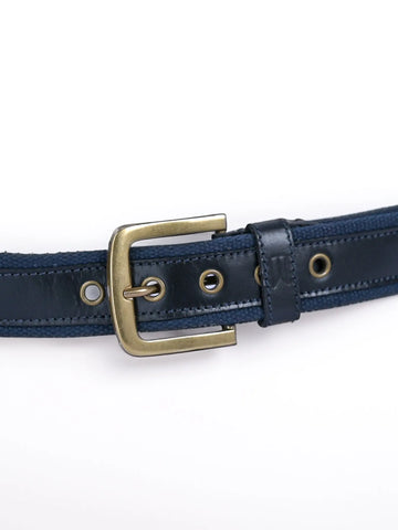 Navy Blue Leather Belt Tim Paris