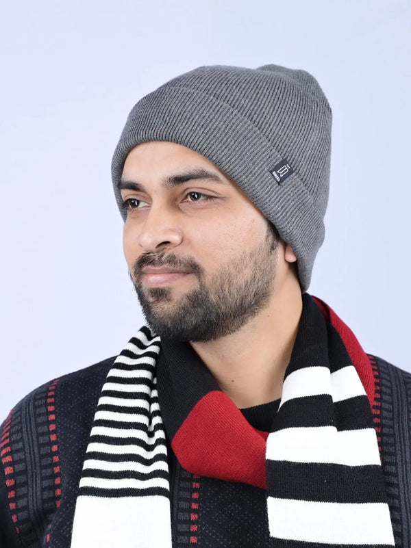 Light Grey Solid Classic Beanie Tim Paris