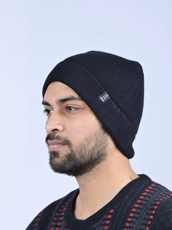 Black Solid Classic Beanie Tim Paris