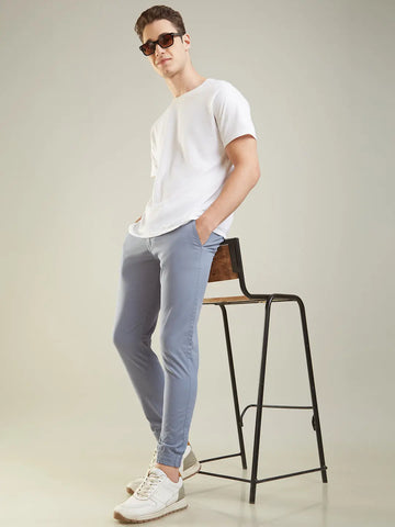 Sky Blue Regular Fit Jogger Tim Paris