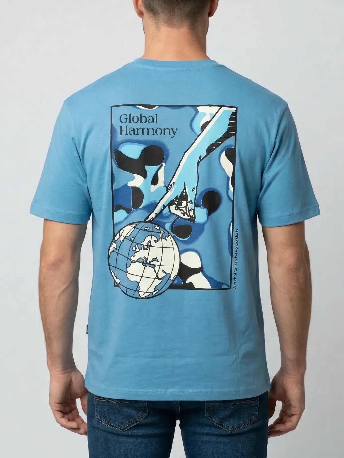 Blue Round Neck Print T-Shirt Tim Paris