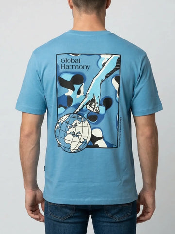 Blue Round Neck Print T-Shirt Tim Paris