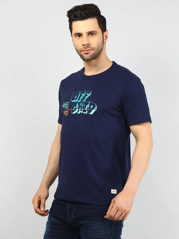 Off Grid Navy Printed T-Shirt Tim Paris