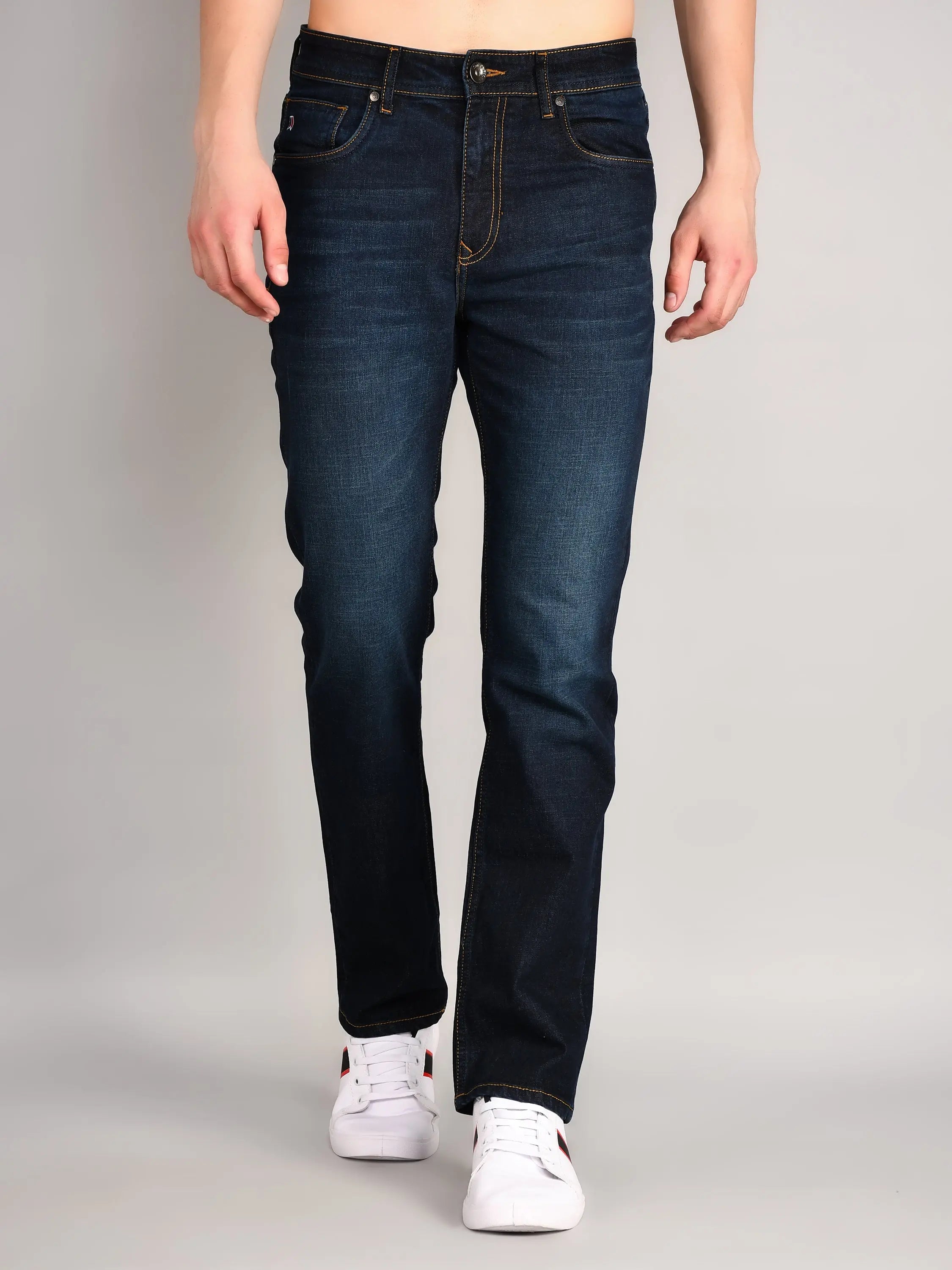 Navy Logan Straight Fit Denim Jeans Tim Paris