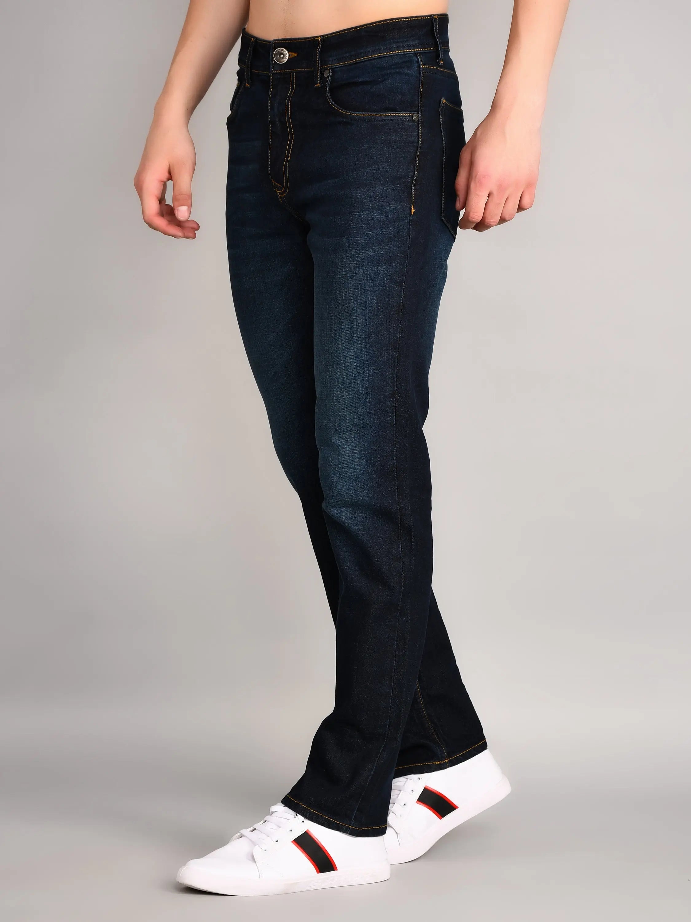 Navy Logan Straight Fit Denim Jeans Tim Paris