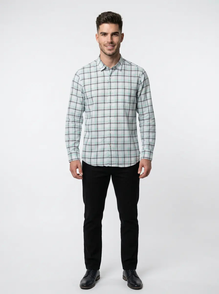 TEAL CHECKS SHIRT Tim Paris
