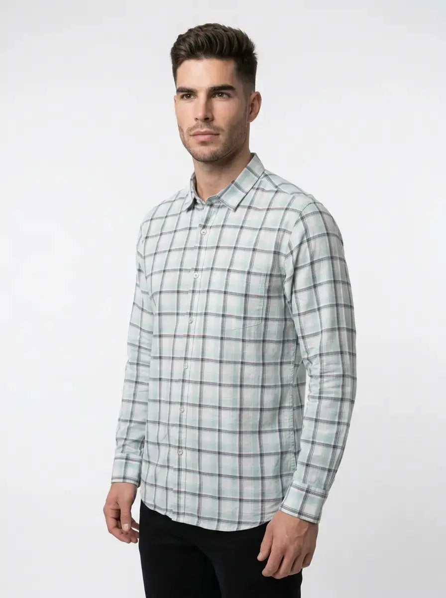 TEAL CHECKS CHECKS SHIRT Tim Paris