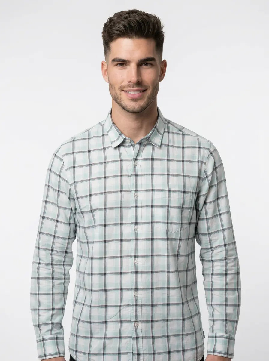 TEAL CHECKS SHIRT Tim Paris