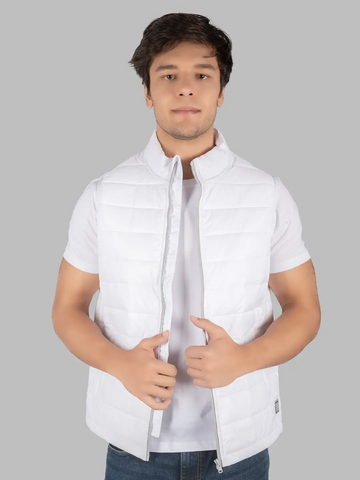 White Half Sleeve Casual Jacket Tim Paris