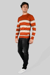 Men's Round Neck Brown Pullover for Winterwear
