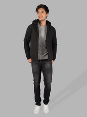 Men's Zipper Black Hoodie Winter Wear