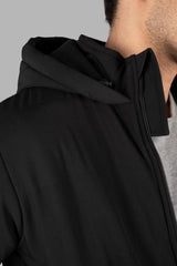 Men's Zipper Black Hoodie Winter Wear