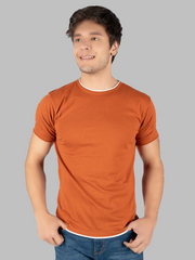Bombay Brown Solid Round Neck T-Shirt