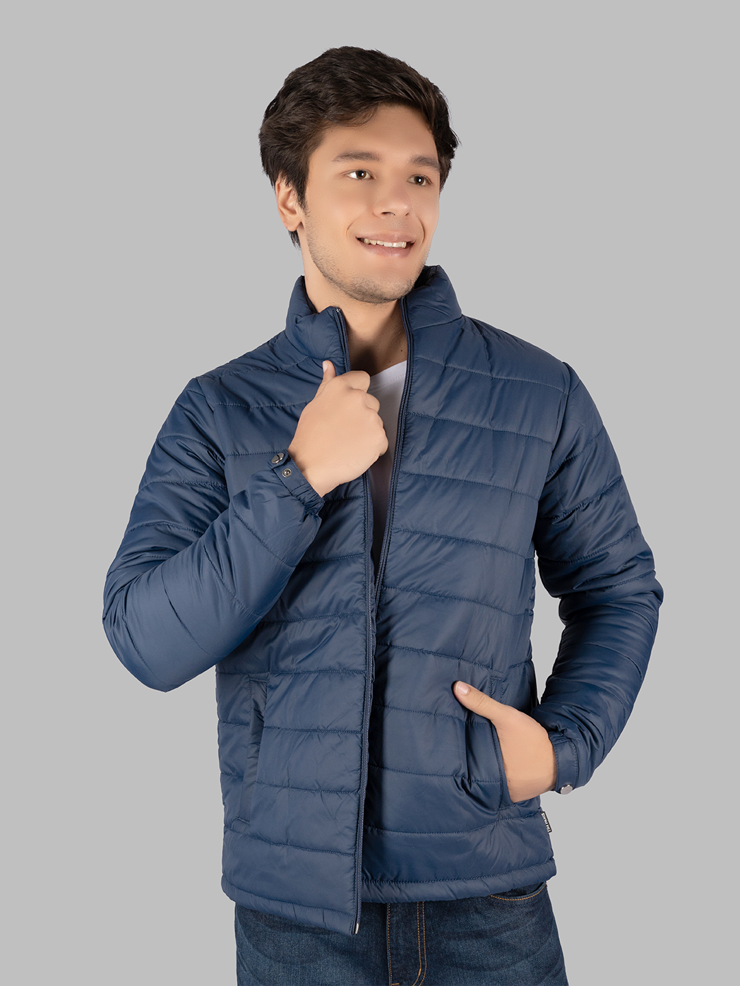 Navy Solid Bomber Jacket