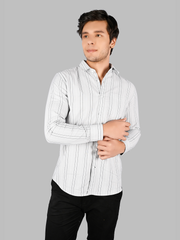 Grey Striped Slim Fit Shirt