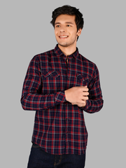 Red Checked Regular Fit Shirt