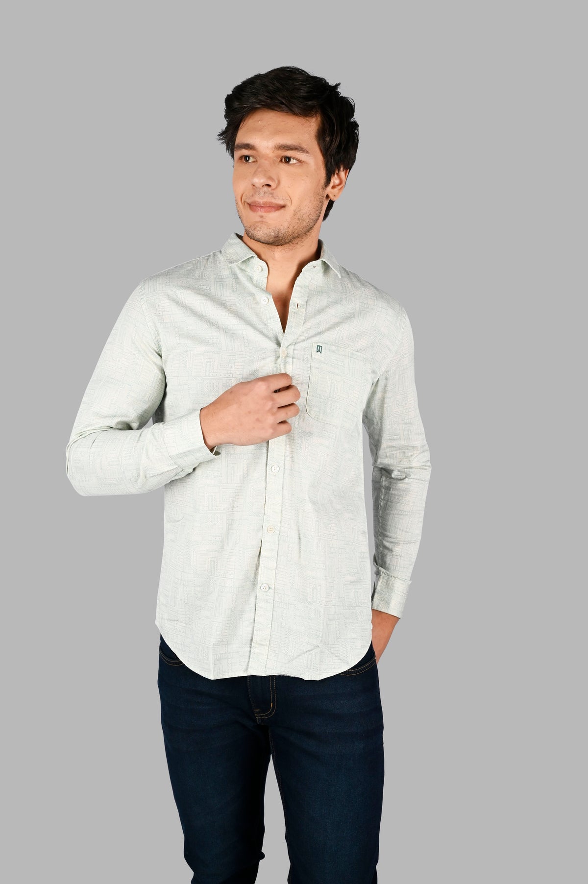 Green Printed Casual Shirt