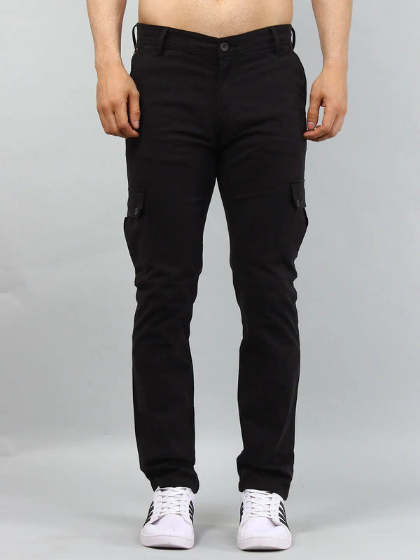 Black Regular Fit Cargo Tim Paris