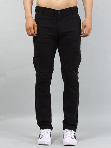 Black Regular Fit Cargo Tim Paris