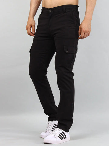 Black Regular Fit Cargo Tim Paris