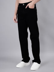 Men's Solid Enzyme Black Stretchable Jeans