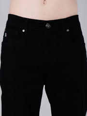 Men's Solid Enzyme Black Stretchable Jeans