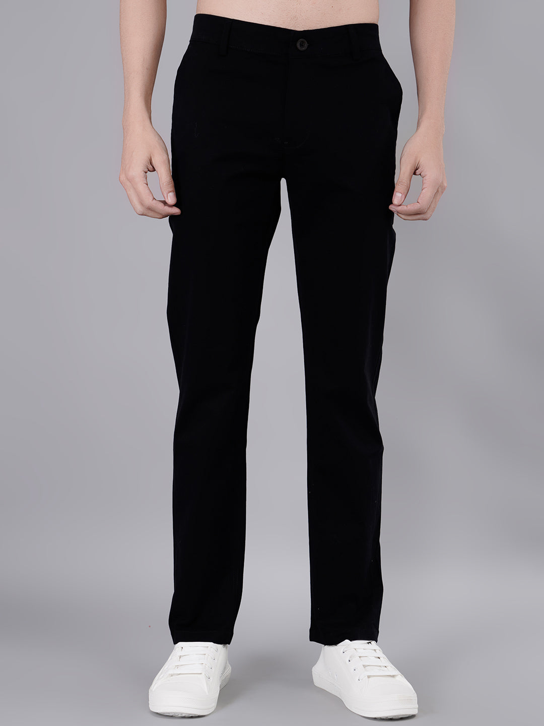 Black Solid Regular Fit Chinos
