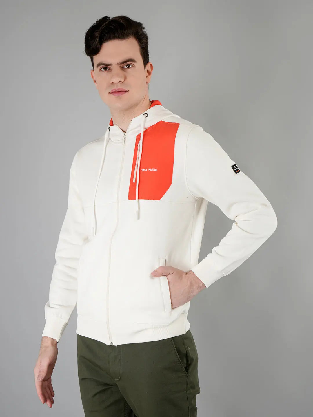 Egret Full Sleeve Zipper Hoodie Tim Paris