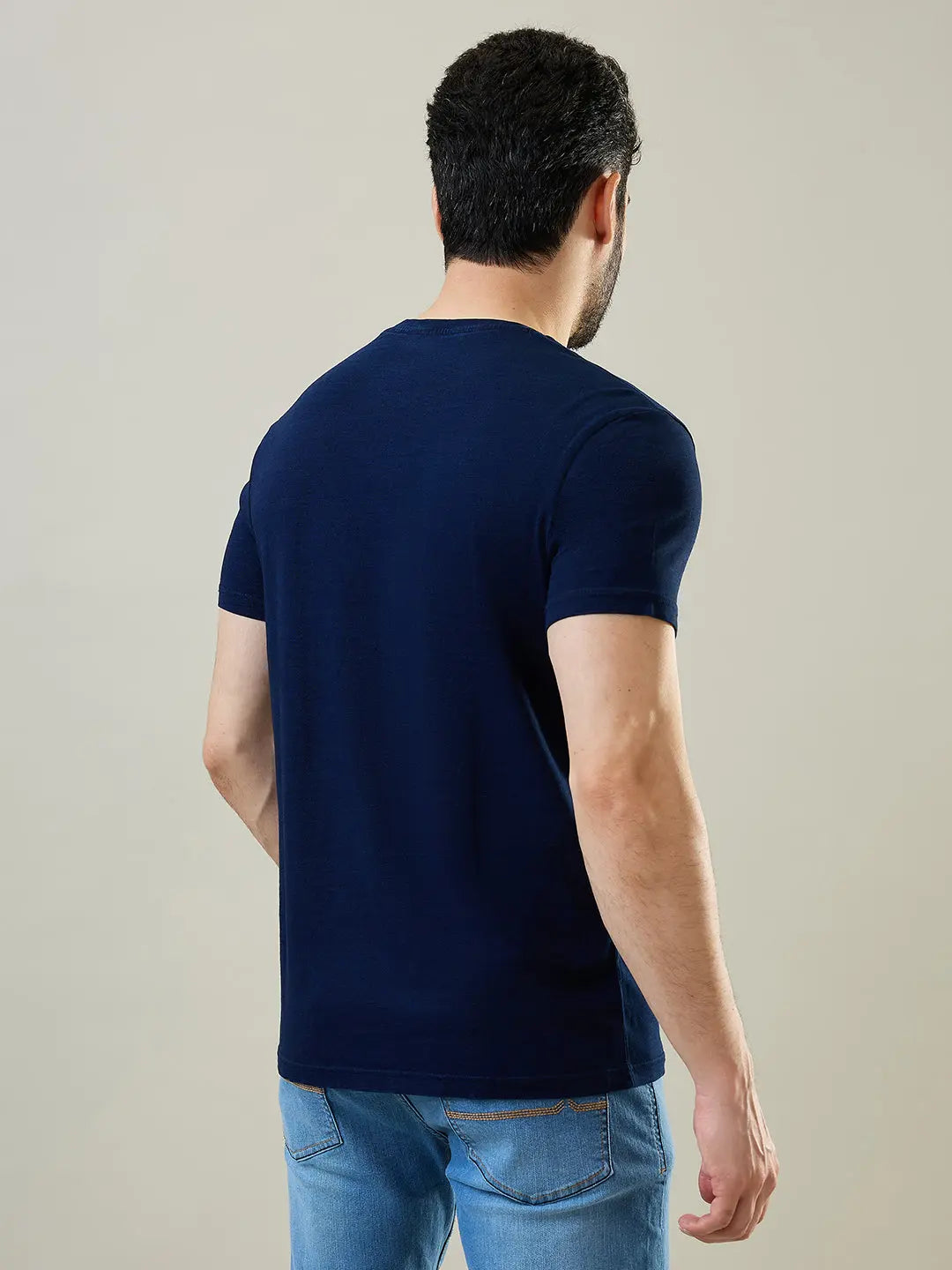 Navy Blue Enzyme Wash T-Shirt Tim Paris