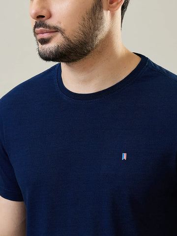 Navy Blue Enzyme Wash T-Shirt Tim Paris