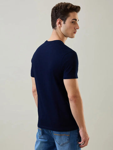 Blue Solid Regular Fit T-shirt Tim Paris