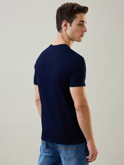 Blue Solid Regular Fit T-shirt