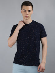 Blue Printed Regular Fit T-shirt