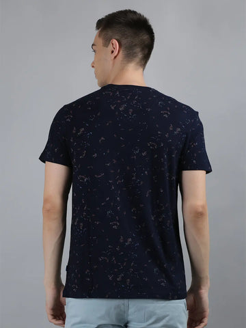Blue Printed Regular Fit T-shirt Tim Paris