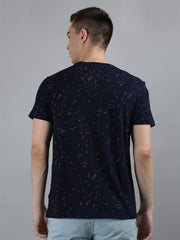 Blue Printed Regular Fit T-shirt