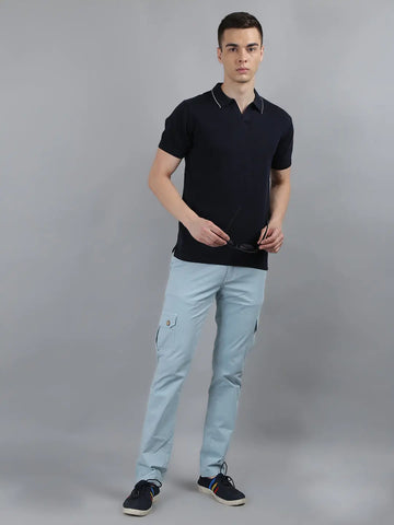 Blue Printed Regular Fit T-shirt Tim Paris
