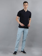 Blue Printed Regular Fit T-shirt
