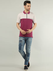 Wine Printed Polo Tshirt