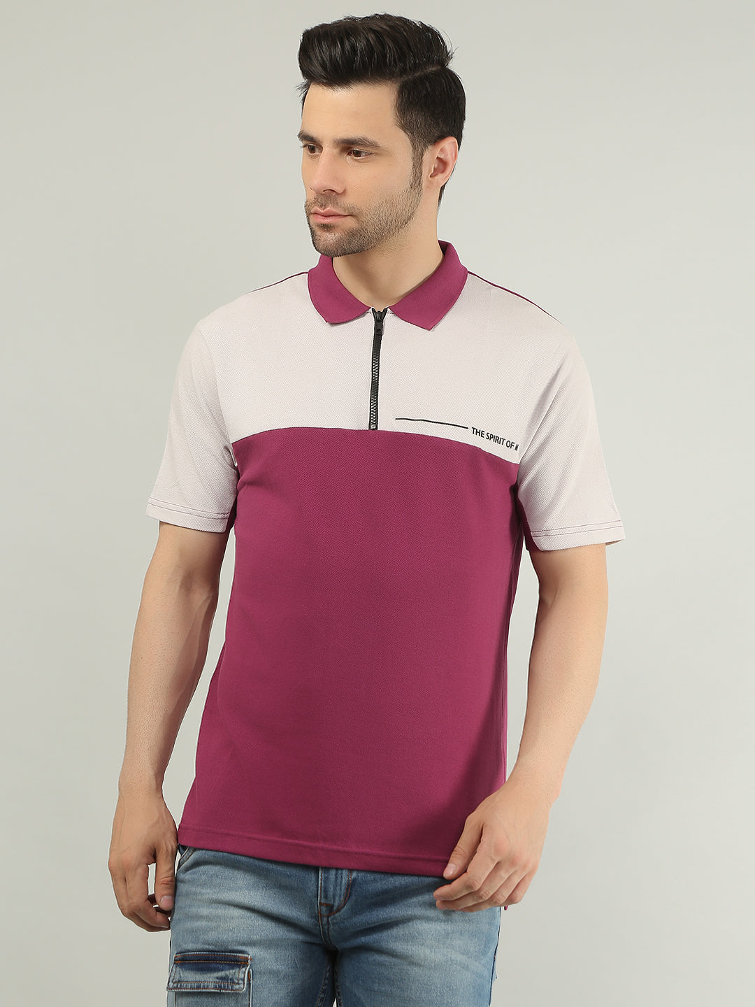 Wine Printed Polo Tshirt