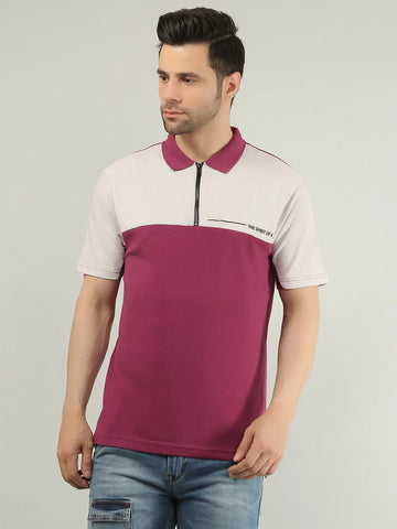Wine Printed Polo Tshirt Tim Paris
