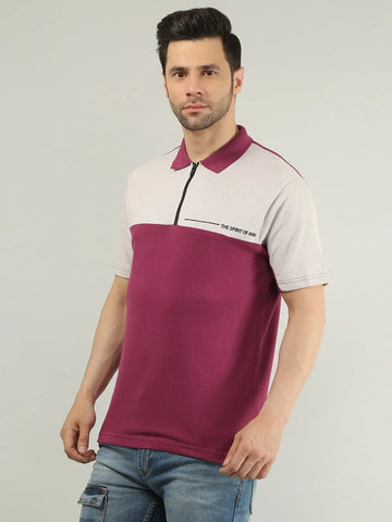 Wine Printed Polo Tshirt Tim Paris
