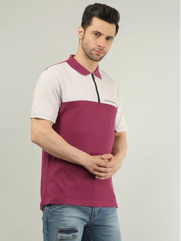Wine Printed Polo Tshirt Tim Paris