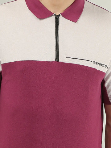 Wine Printed Polo Tshirt Tim Paris