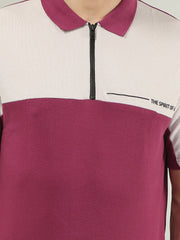 Wine Printed Polo Tshirt